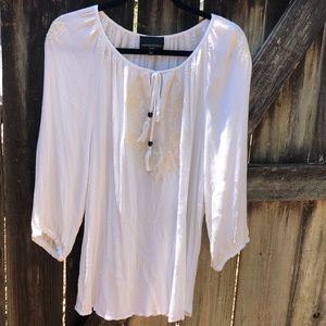 Cynthia Rowley woman 2X white coastal BoHo blouse